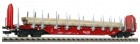 525403 Fleischmann 4 axle stake car in traffic red livery type Rnoos 644